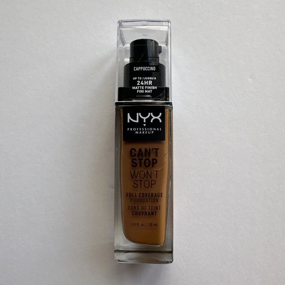 NYX Can't Stop Won't Stop Full Coverage Liquid Foundation Cappuccino Matte Finis